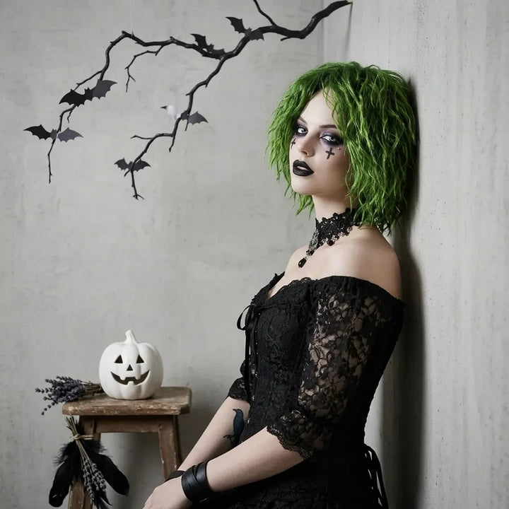 Perruque Courte Verte Halloween Unique