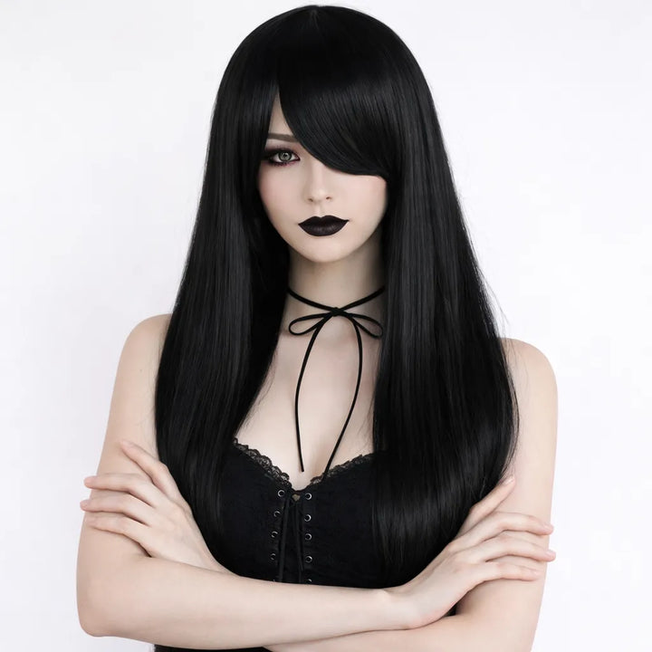 Perruque Longue Noire Halloween