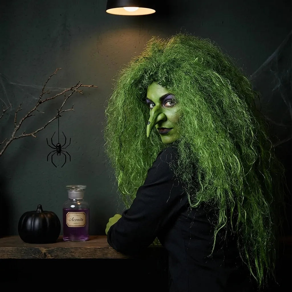 Perruque Sorcière Vert Halloween Original