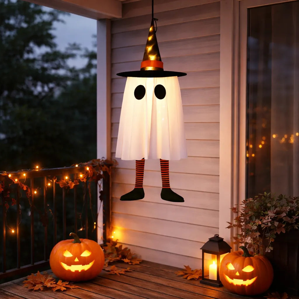 Petit Fantôme à Chapeau Orange Lumineux