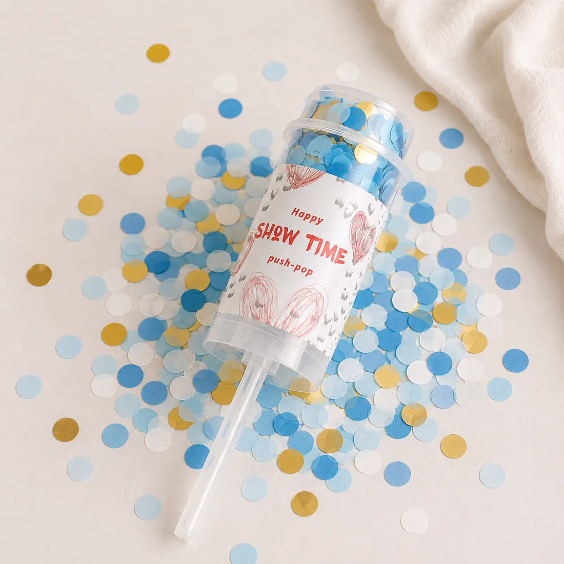 Petit Lanceur à Confettis Manuel Bleu et Doré