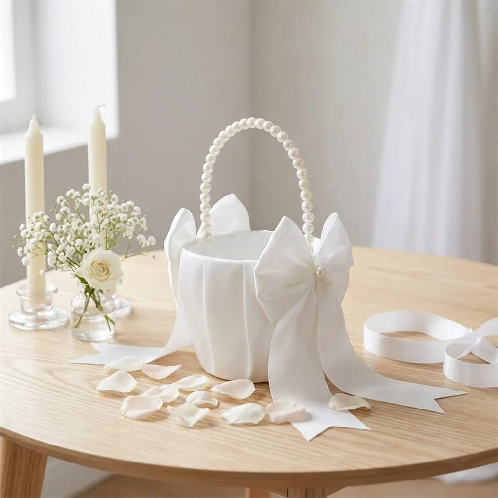 Petit Panier à Pétales à Nœuds romantique