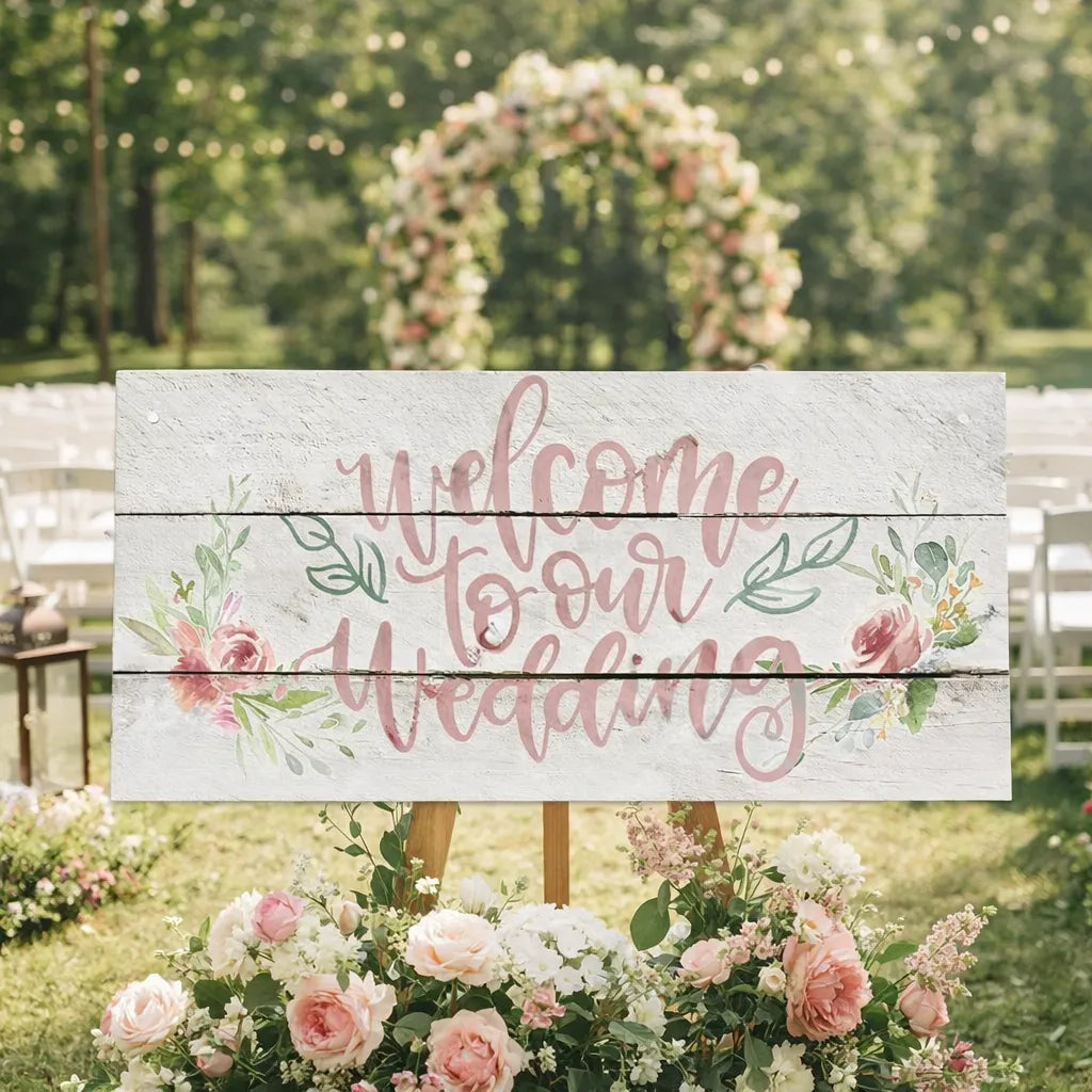 Petit Panneau de Bienvenue Mariage Vintage