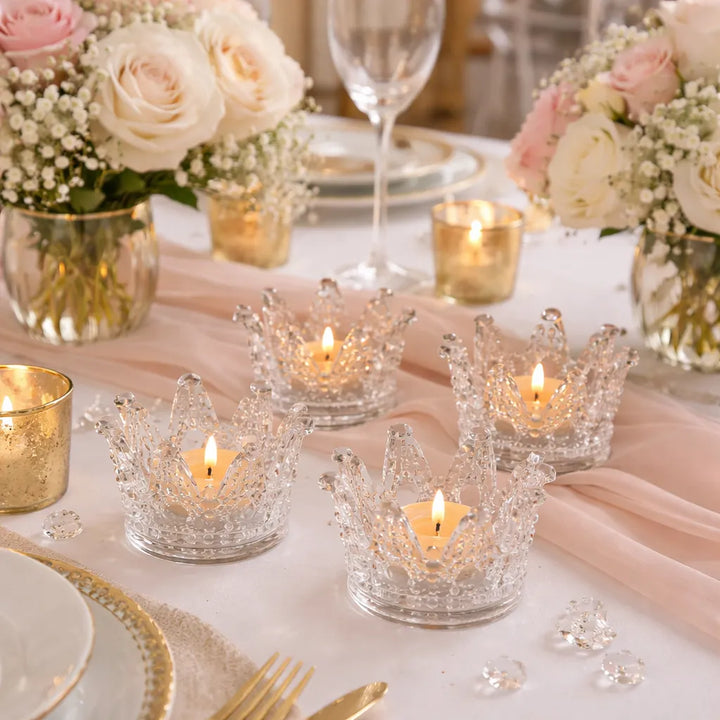 Petit Photophore Couronne en Cristal