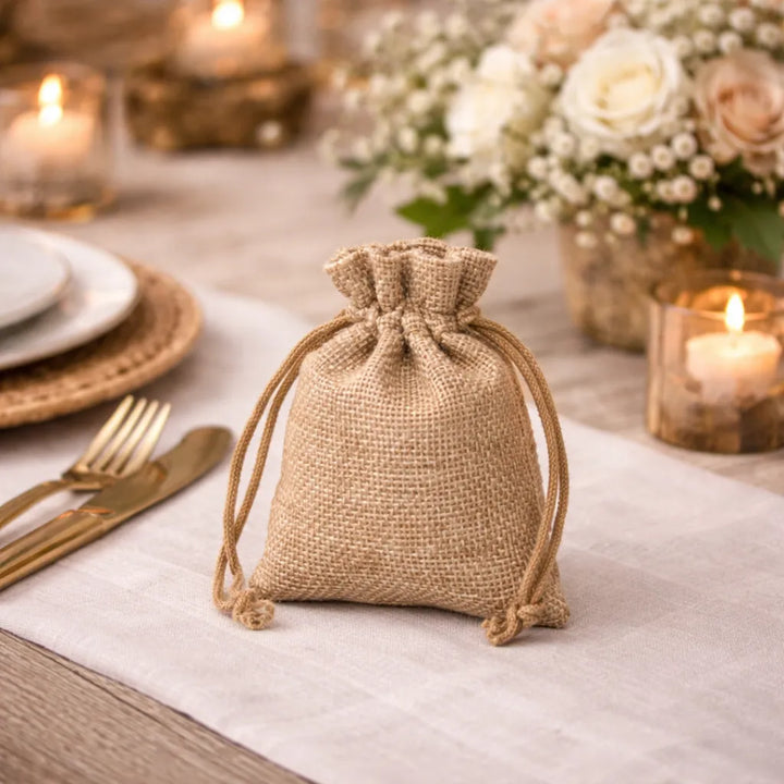 Petit Sac à Dragées en Jute 