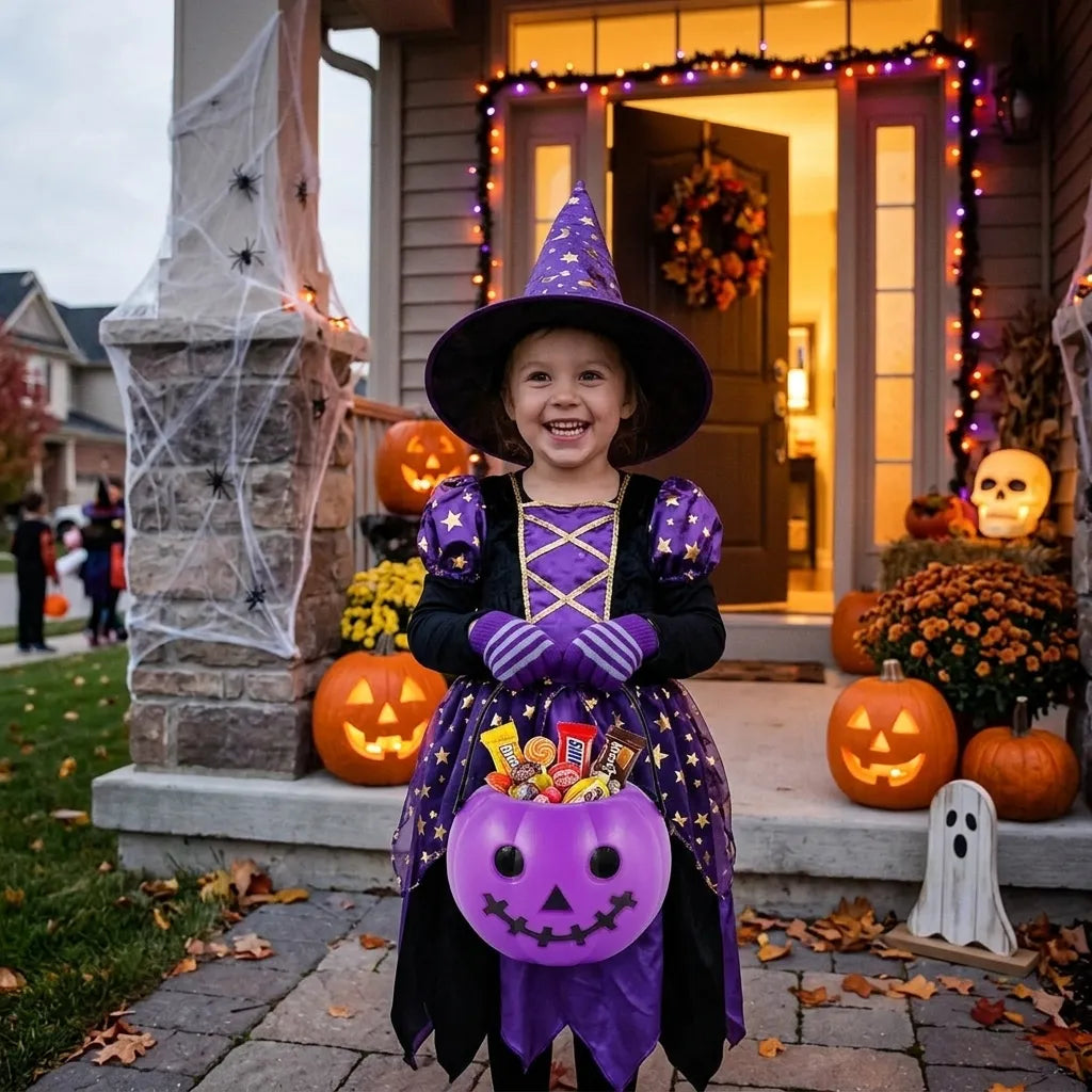 Petit Seau à Bonbons Violet Halloween Unique