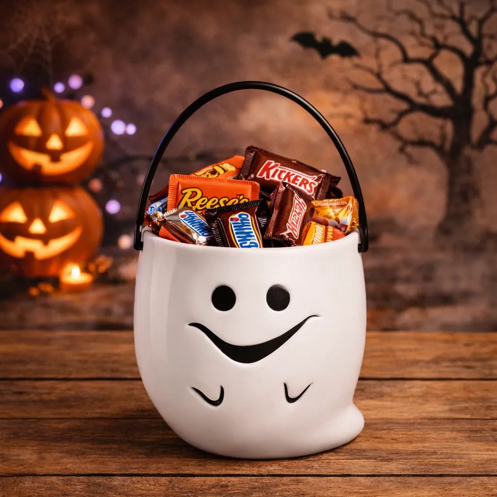 Petit Seau à Friandises Fantôme Blanc