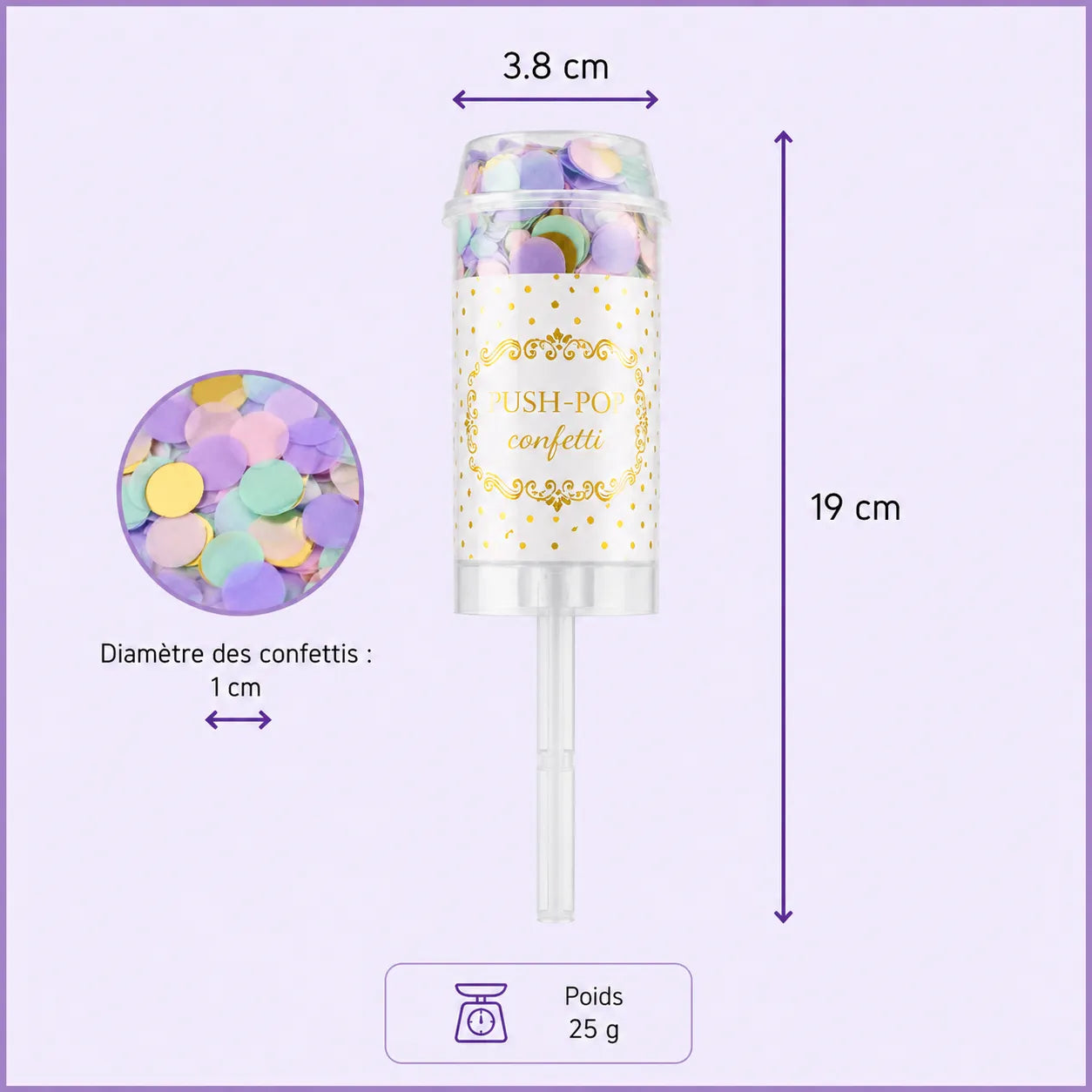 Petit lanceur à Confettis Violets Festif