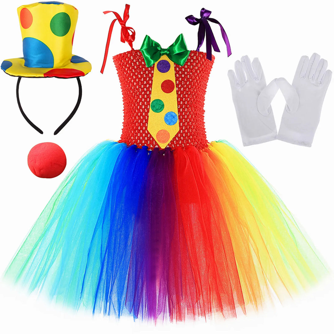 Petite Robe Bouffante Clown Rouge