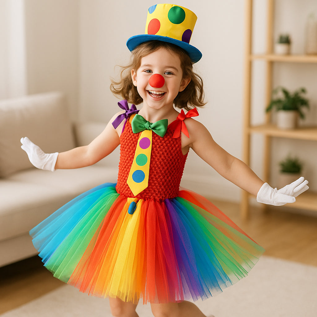 Petite Robe Bouffante Clown Rouge qualité