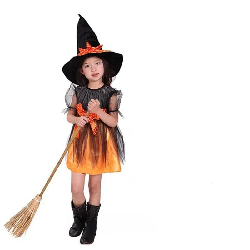 Petite Robe Orange et Noir Sorcière Stylé