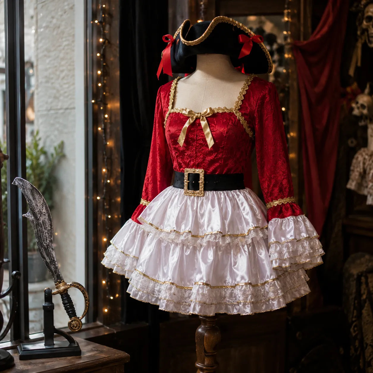 Petite Robe Pirate Rouge et Blanc Design