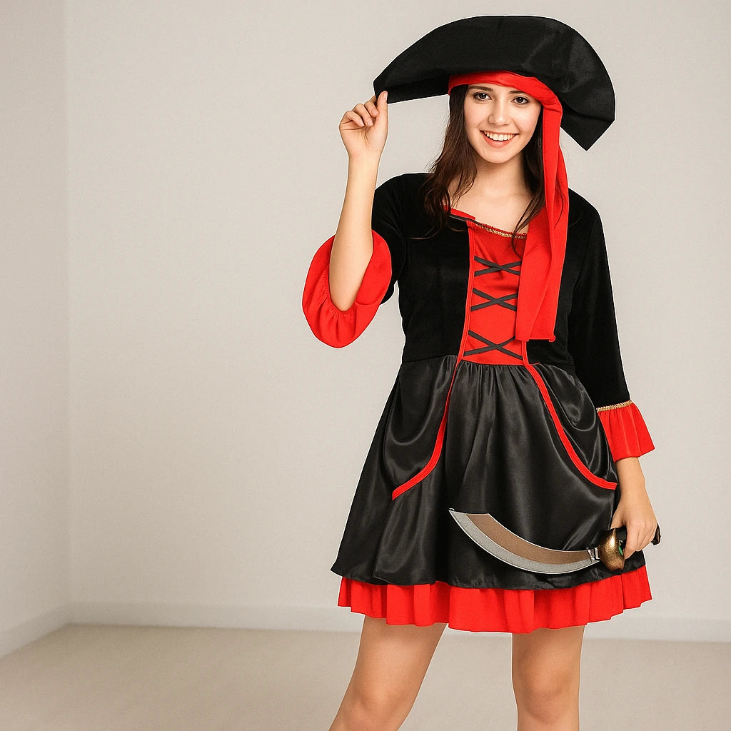 Petite Robe Pirate Rouge et Noir Classique