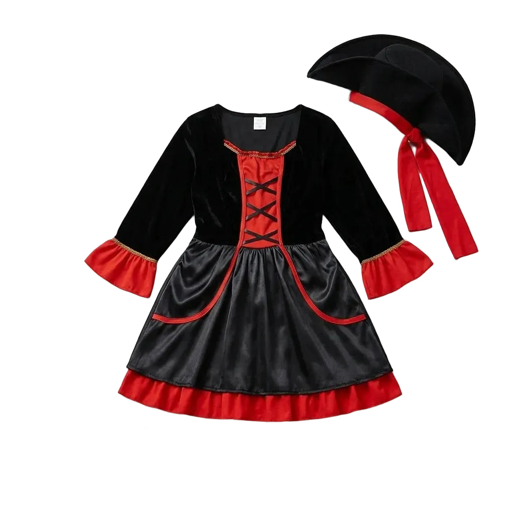 Petite Robe Pirate Rouge et Noir Classique Unique
