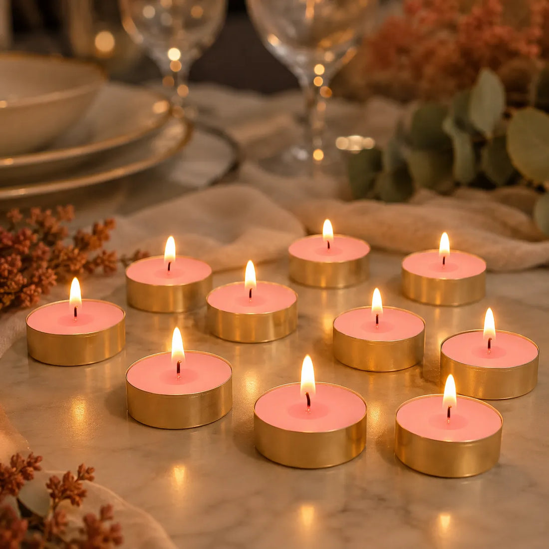 Petites Bougies Décoratives Roses Raffinée