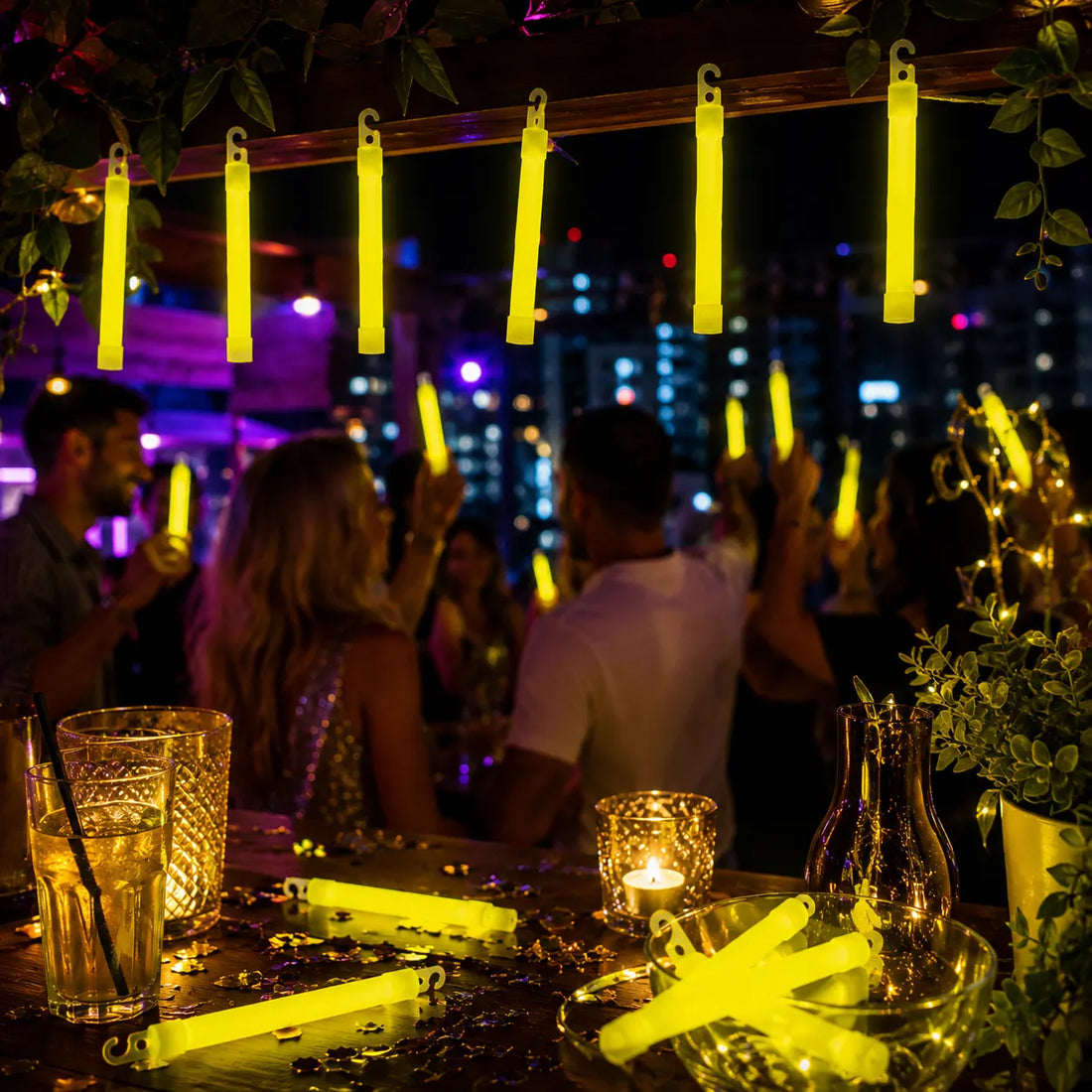 Petits Bâtons Festifs Fluorescents Jaunes