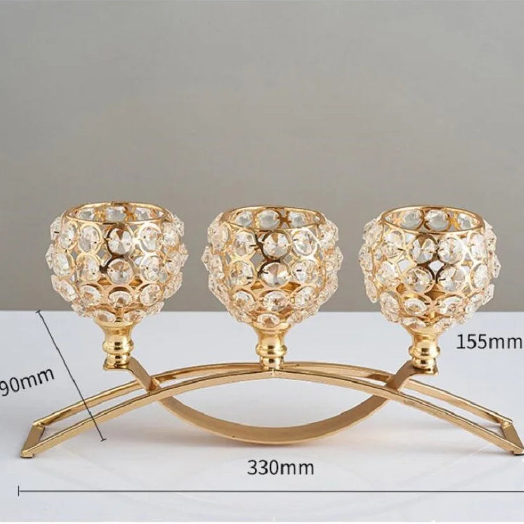 Photophore 3 Bras Doré Mariage Chic