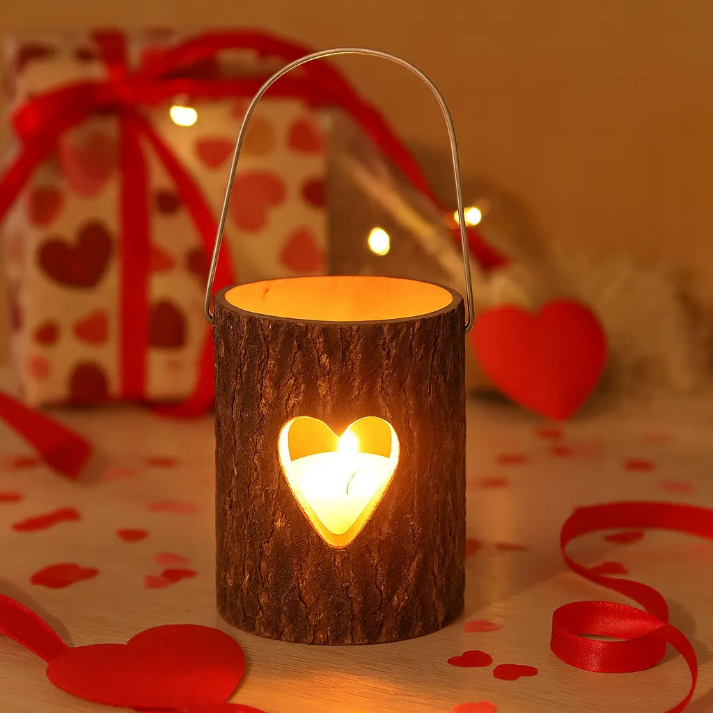 Photophore Bois Coeur 