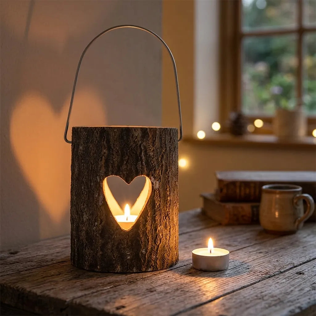 Photophore Bois Coeur Originale