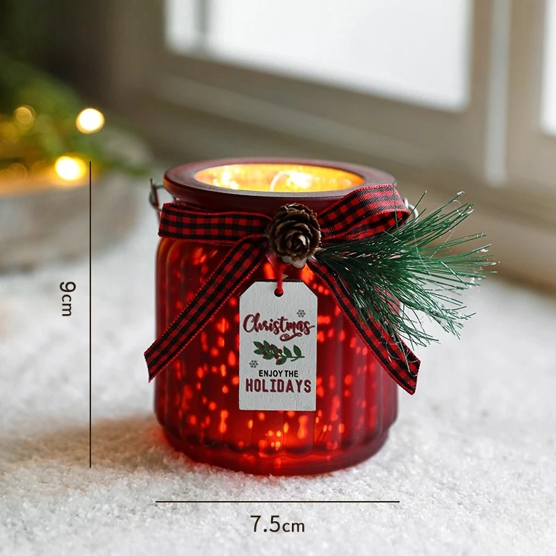 Photophore Déco Noël Rouge à Nœud Design