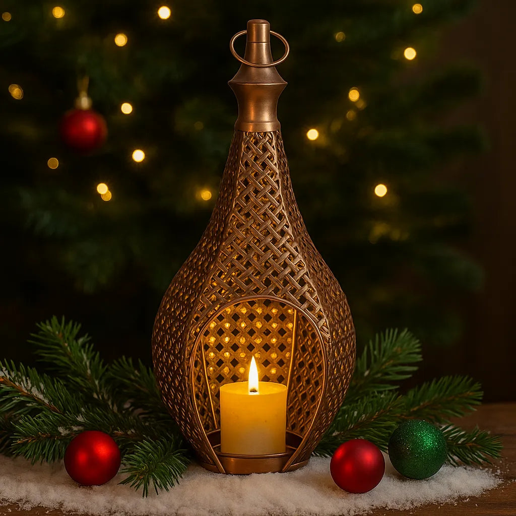 Photophore Décoratif Noël Rétro Effet Bronze chic