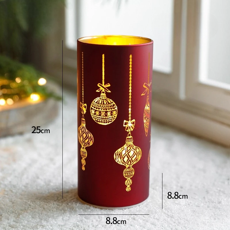 Photophore Décoratif Noël Rouge Boules Design