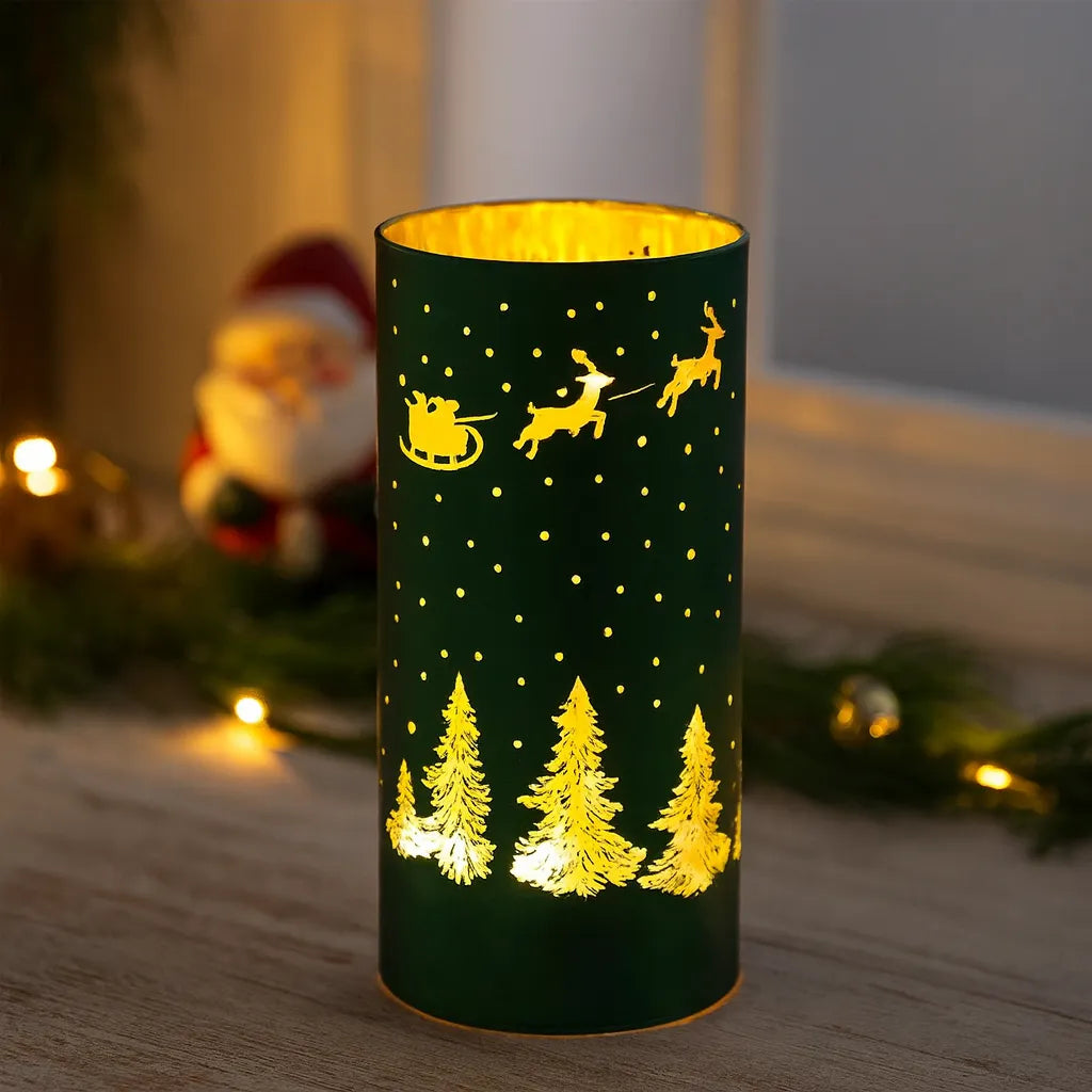 Photophore Décoratif Noël Vert Sapins