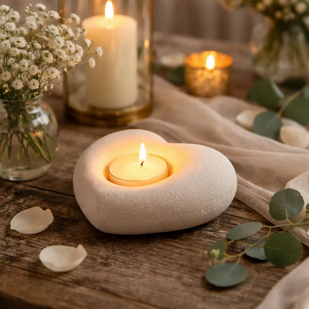 Photophore Mariage Cœur en Céramique