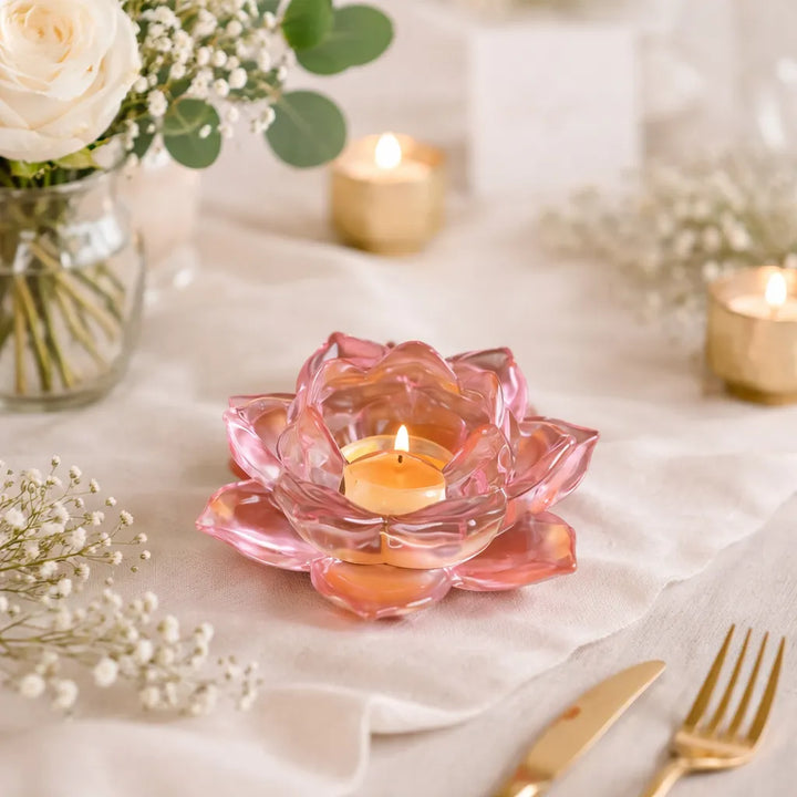 Photophore Mariage Lotus Rose