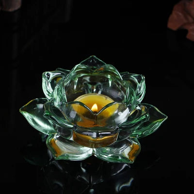 Photophore Mariage Lotus Vert Chic