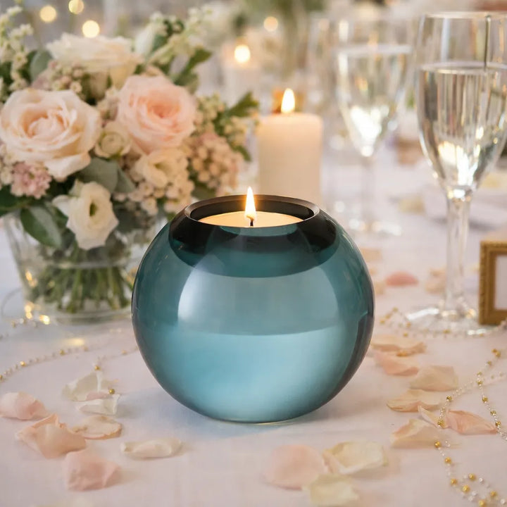 Photophore Mariage en Cristal Bleu