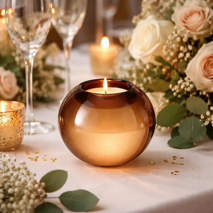 Photophore Mariage en Cristal Marron