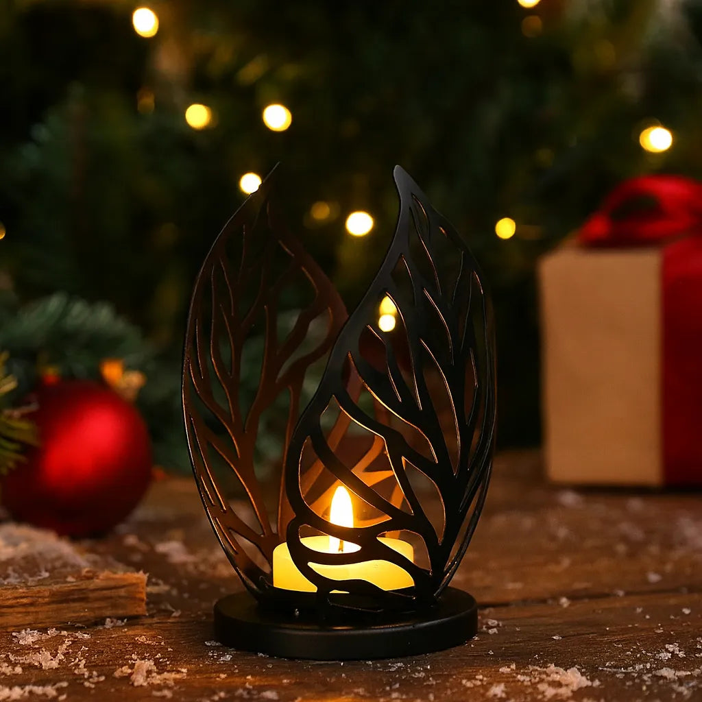 Photophore Noël Elégant Noir Chic