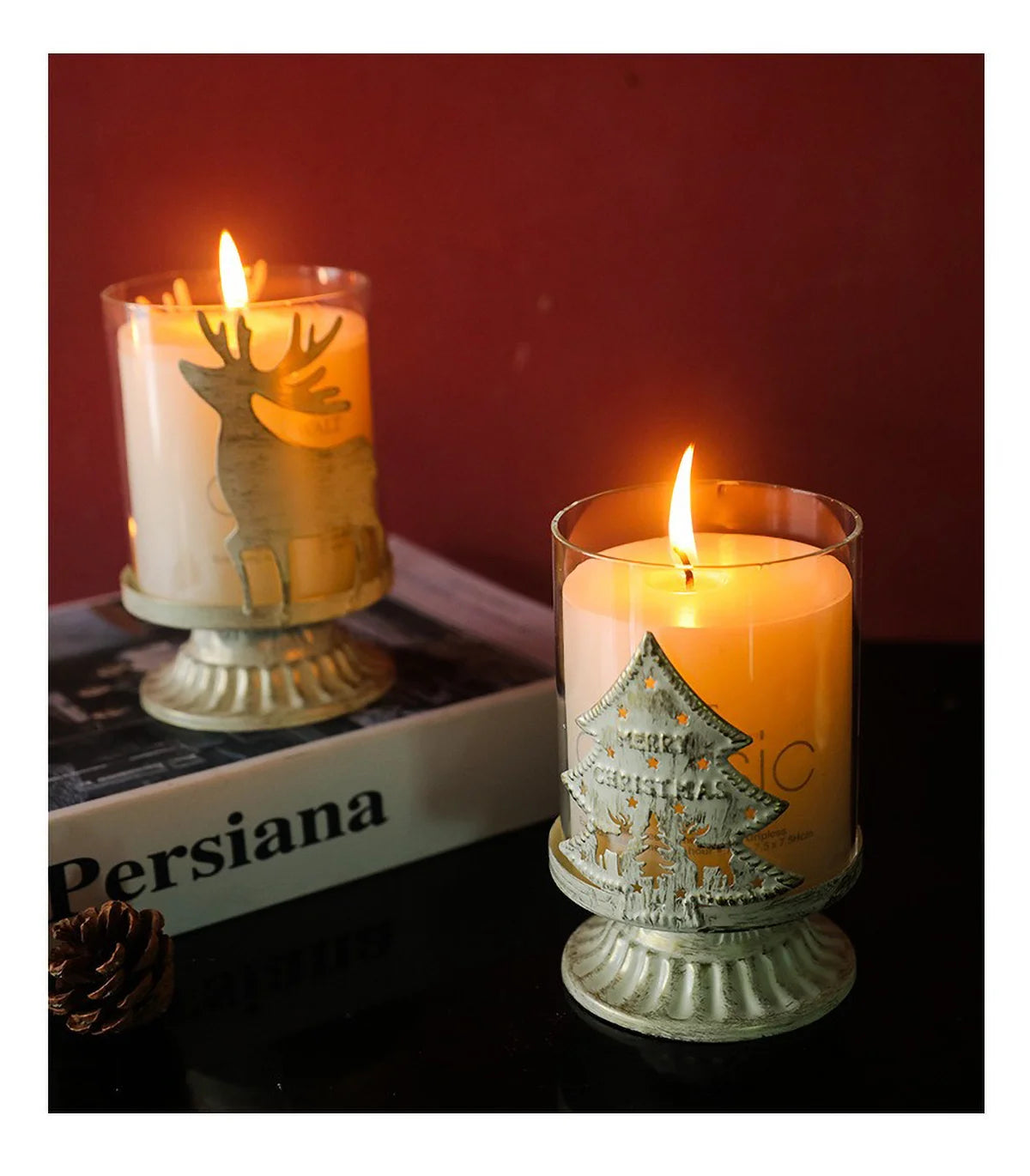 Photophore Noël en Verre Motif Sapin Chic