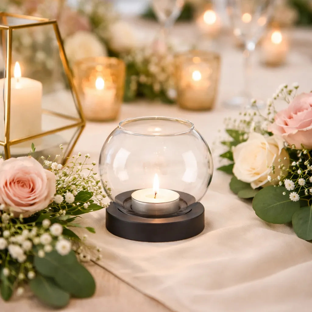 Photophore Rond en Verre Epuré