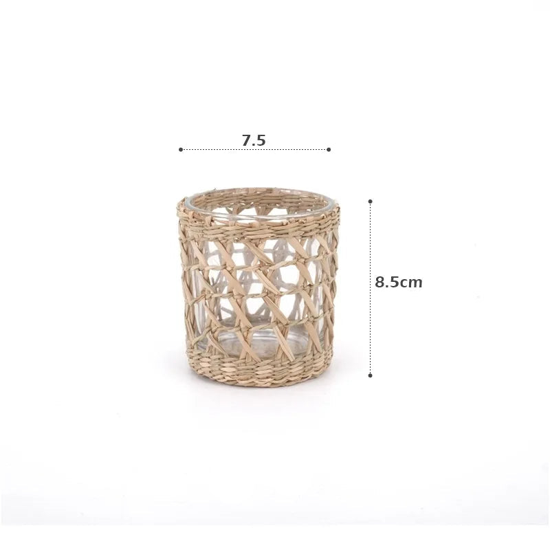 Photophore Rustique en Rotin Minimaliste