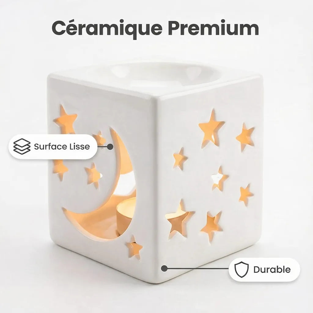 Photophore en Céramique Blanc Minimaliste