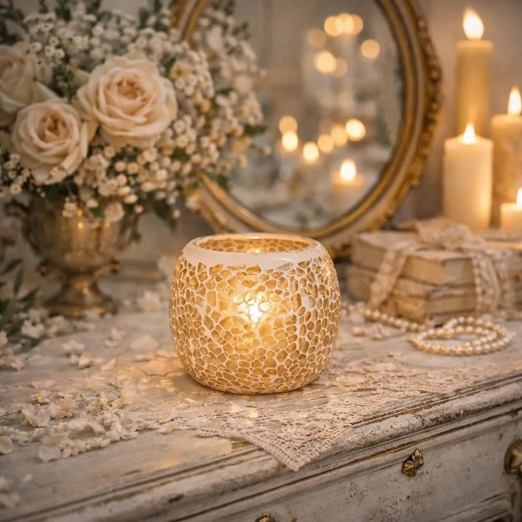 Photophore en Verre Mosaïque Design