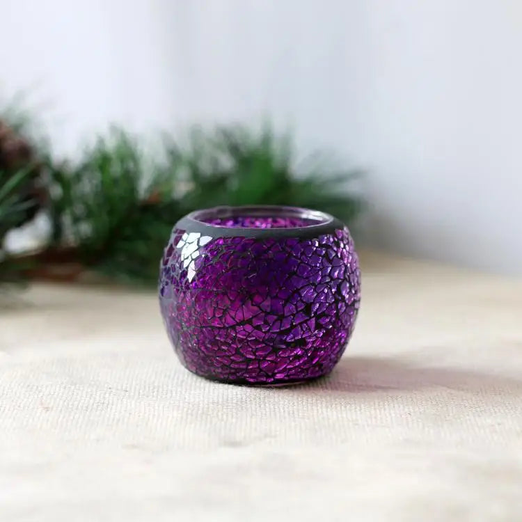Photophore en Verre Mosaïque Violet design