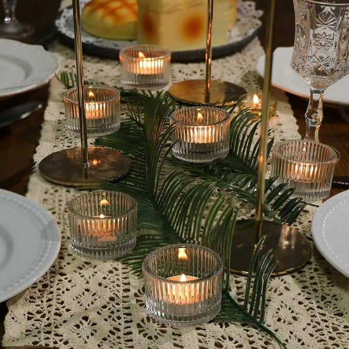 Photophores en Verre Rayés Minimalistes