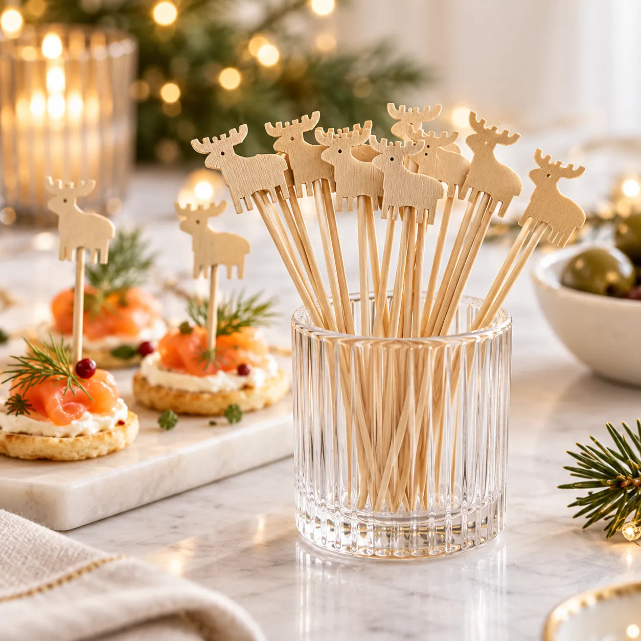 Pics Alimentaires Elan en Bois festif