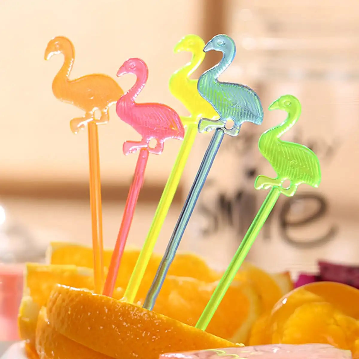 Pics Alimentaires en Plastique Flamant Rose