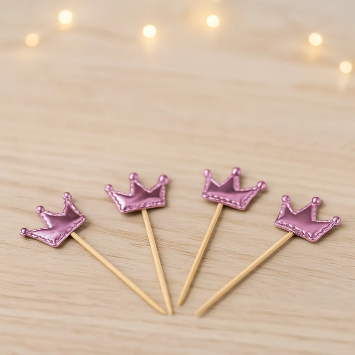 Pics Cocktail Couronne Rose Métallisé