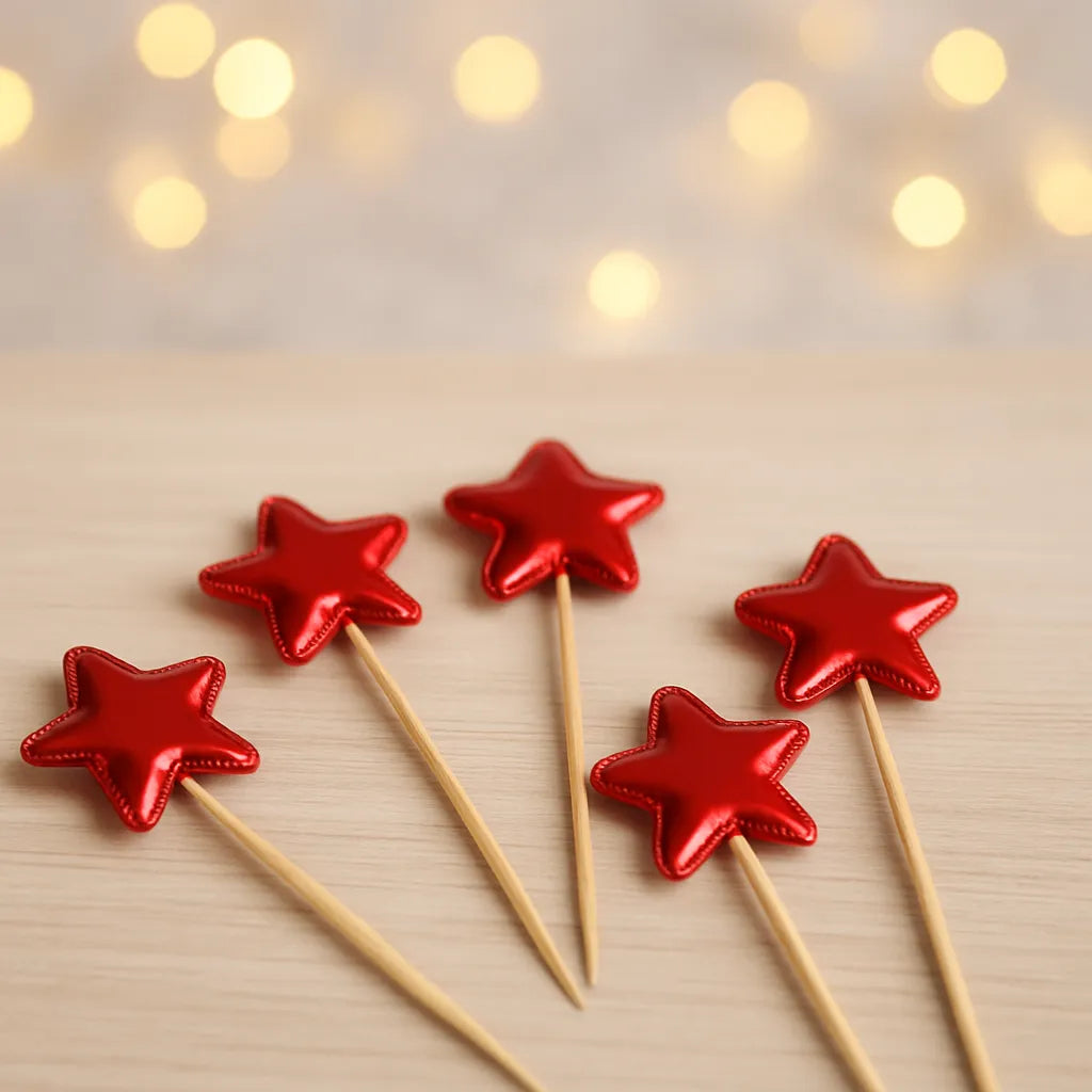 Pics Cocktail Etoile Rouge Métallisé