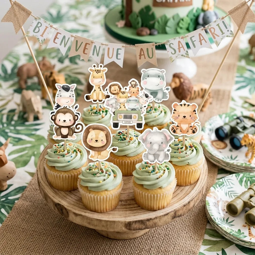 Pics Déco Gâteau Animaux de la Jungle Léger