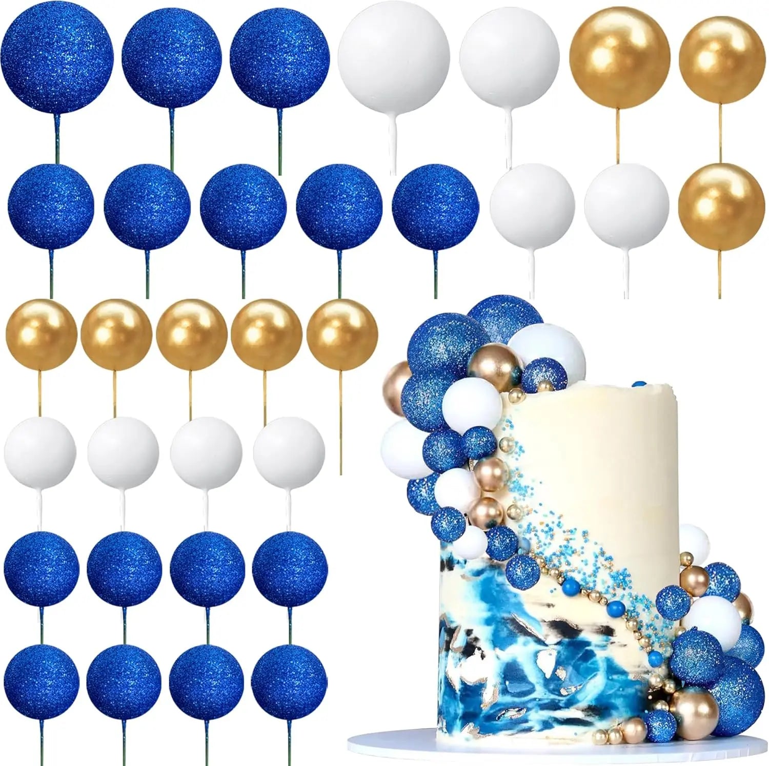 Pics à Gâteau Bleu et Or