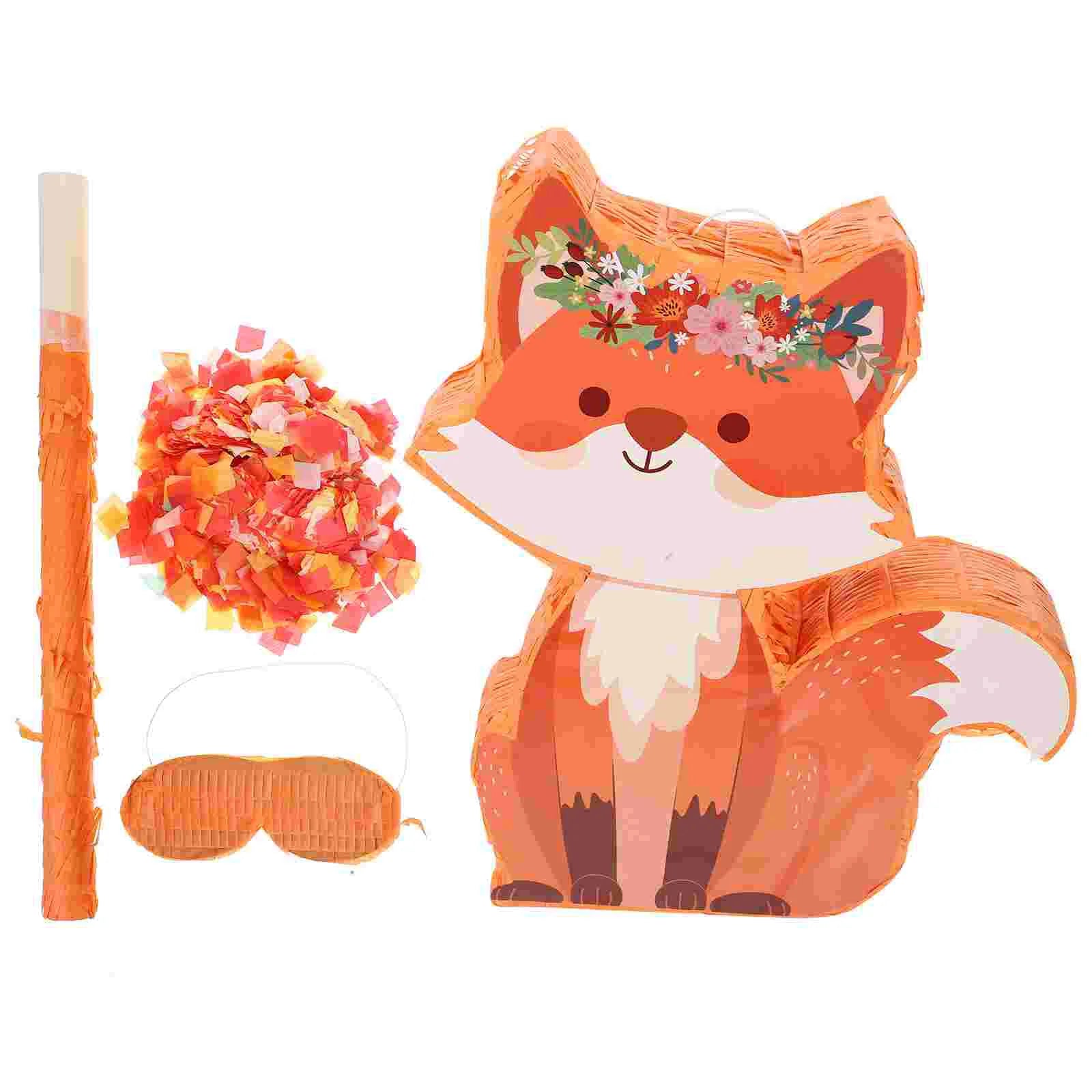 Pinata Anniversaire Renard Orange en Papier 