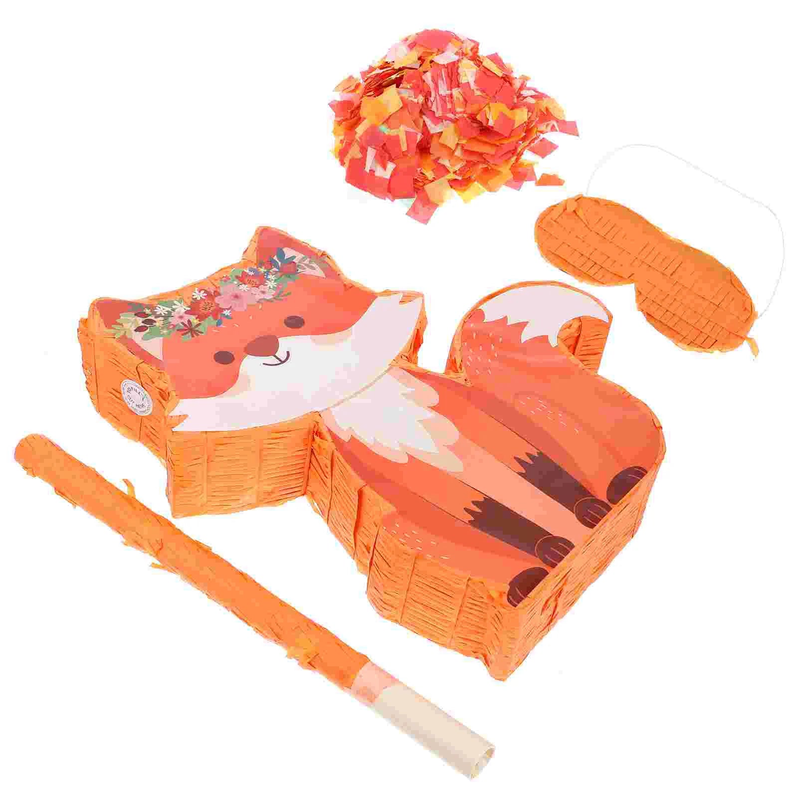 Pinata Anniversaire Renard Orange en Papier Résistant 