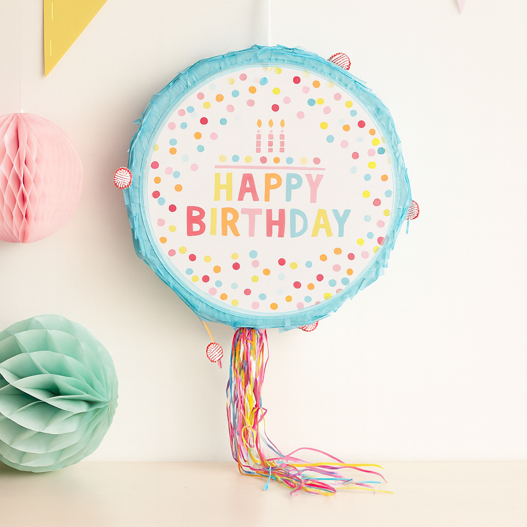 Pinata Happy Birthday Bleue