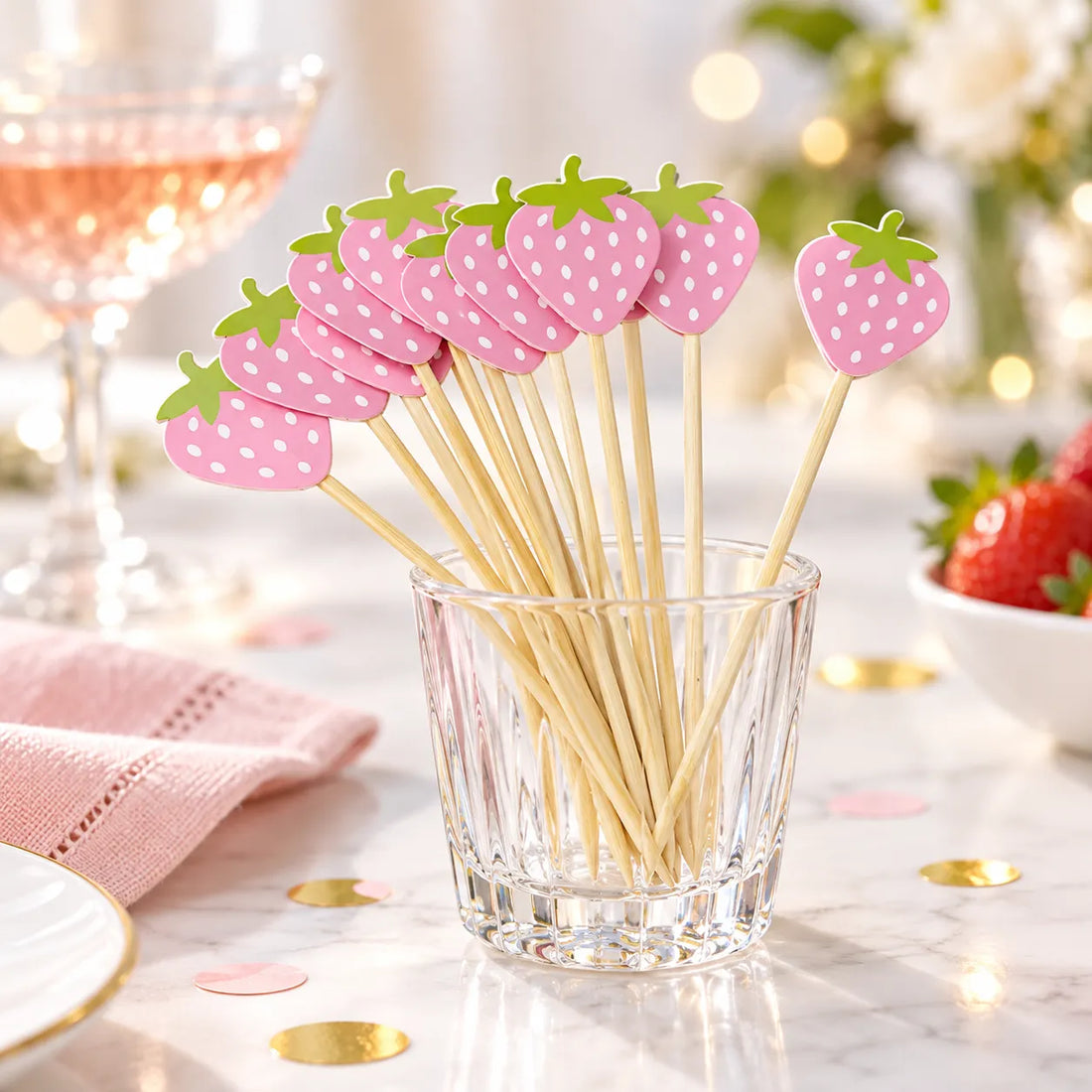 Pique Cocktail Fraise Rose mignon